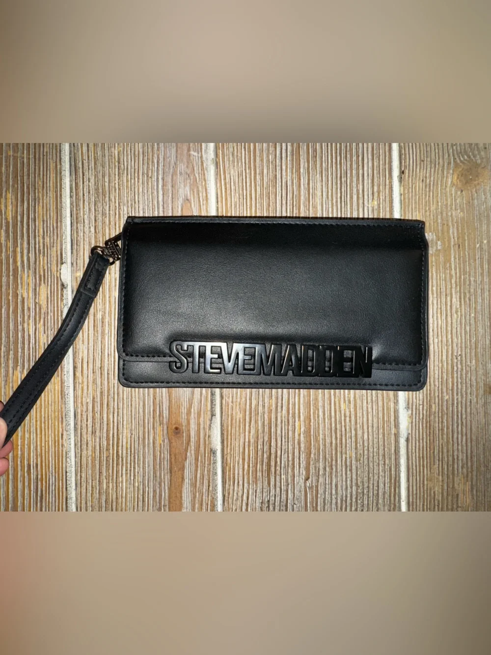 Steve Madden Cabby Black Men’s Wristlet with gun metal hardware Clutch NWOT